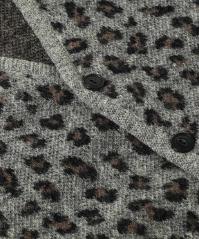 LEOPARD JACQUARD MOHAIR KNIT CARDIGAN