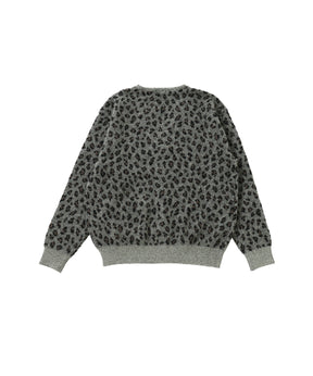 LEOPARD JACQUARD MOHAIR KNIT CARDIGAN