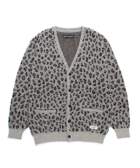 LEOPARD JACQUARD MOHAIR KNIT CARDIGAN