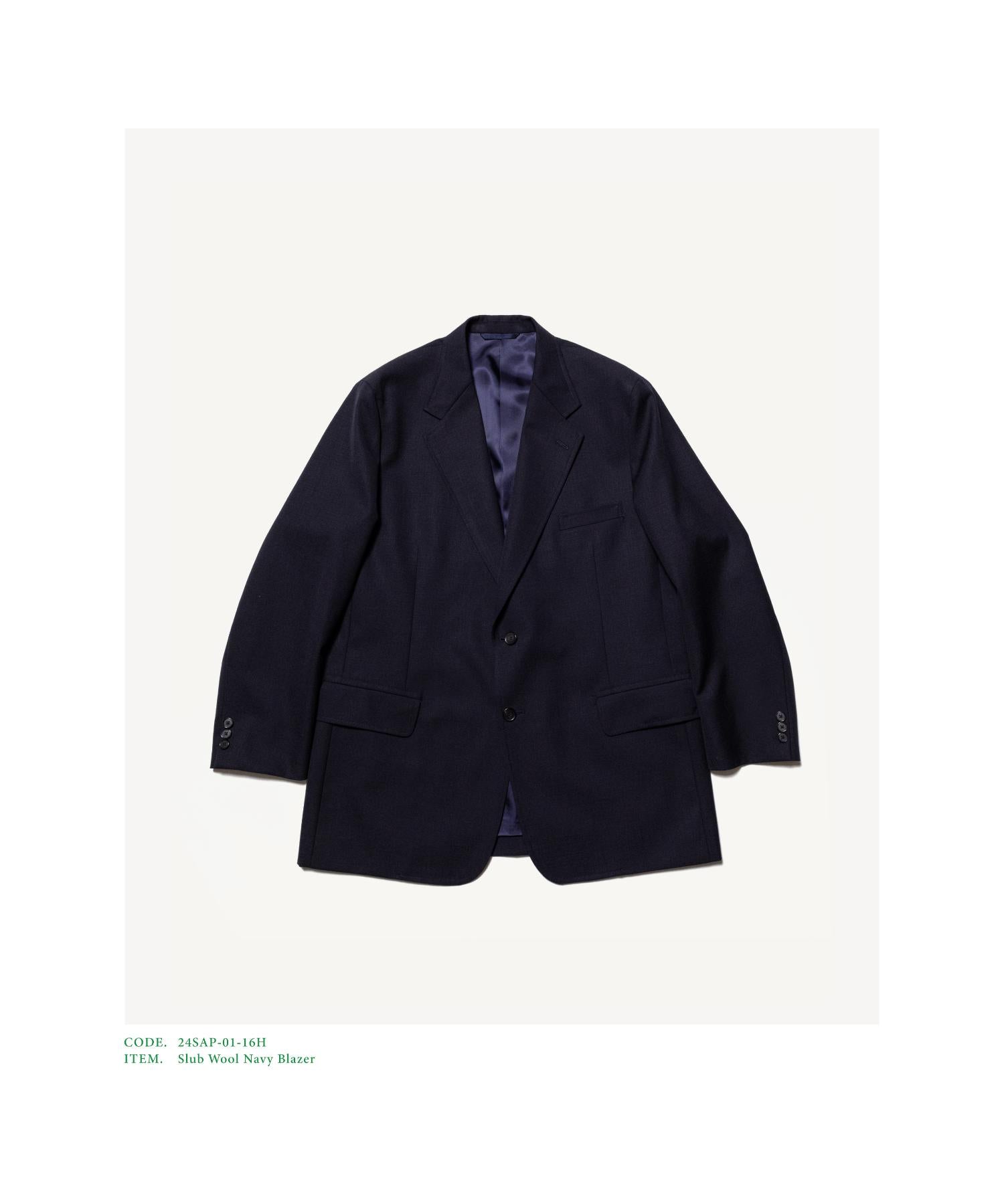 Slub Wool Navy Blazer