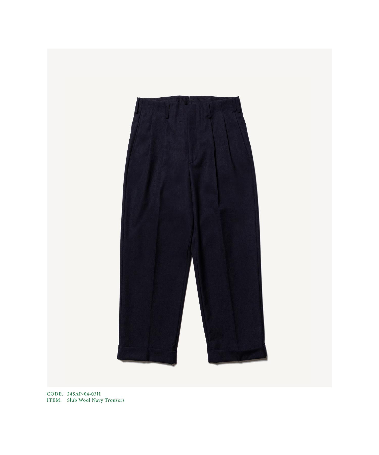 Slub Wool Navy Trousers