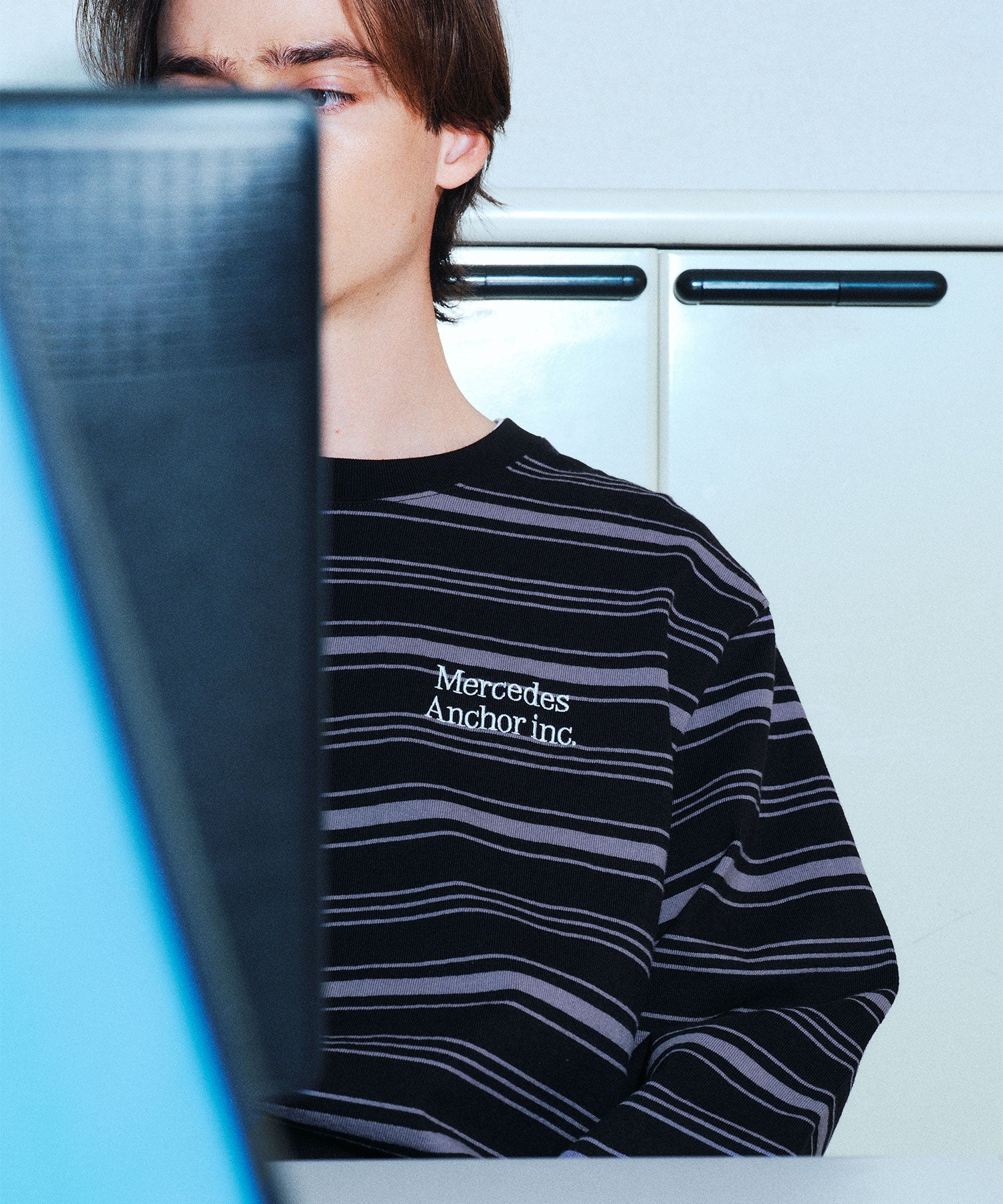 MULTI STRIPED L/S TEE