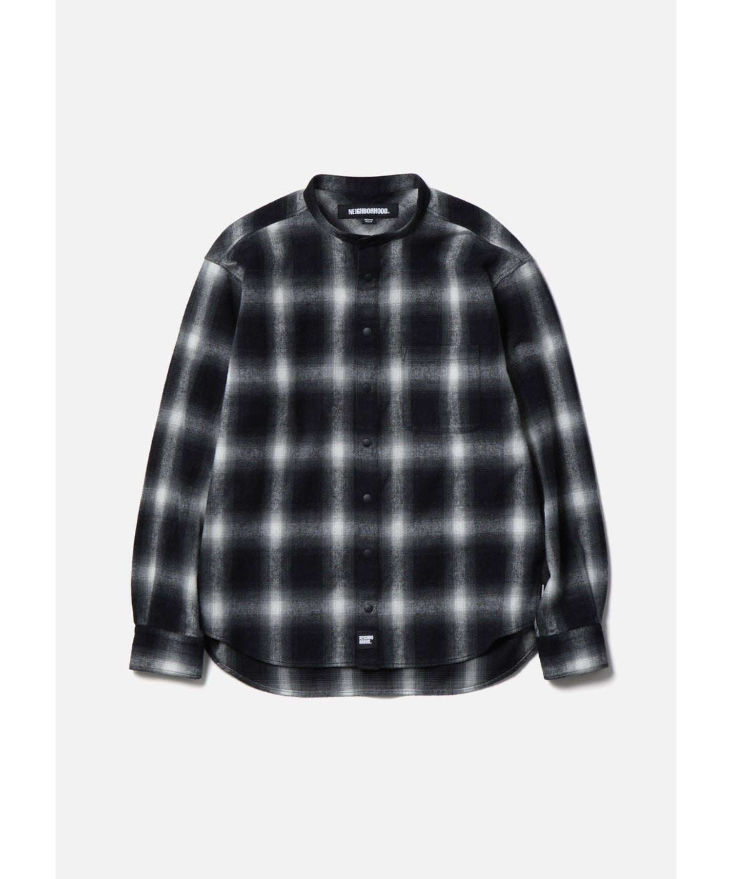 HOMBRE CHECK BAND COLLAR SHIRT LS