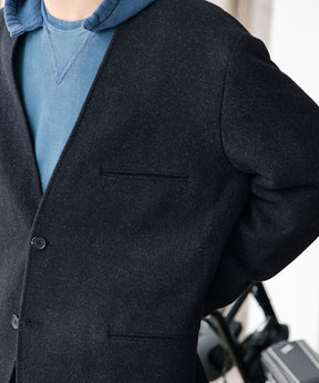 Silk Cashmere Tweed Collarless Jacket