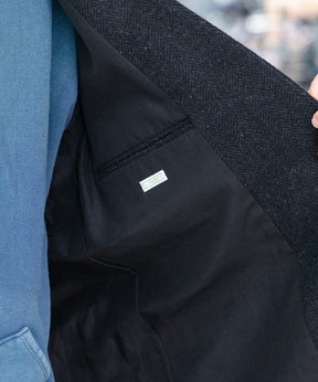 Silk Cashmere Tweed Collarless Jacket