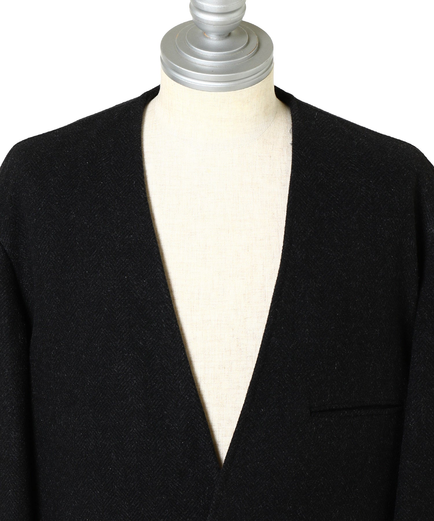 Silk Cashmere Tweed Collarless Jacket