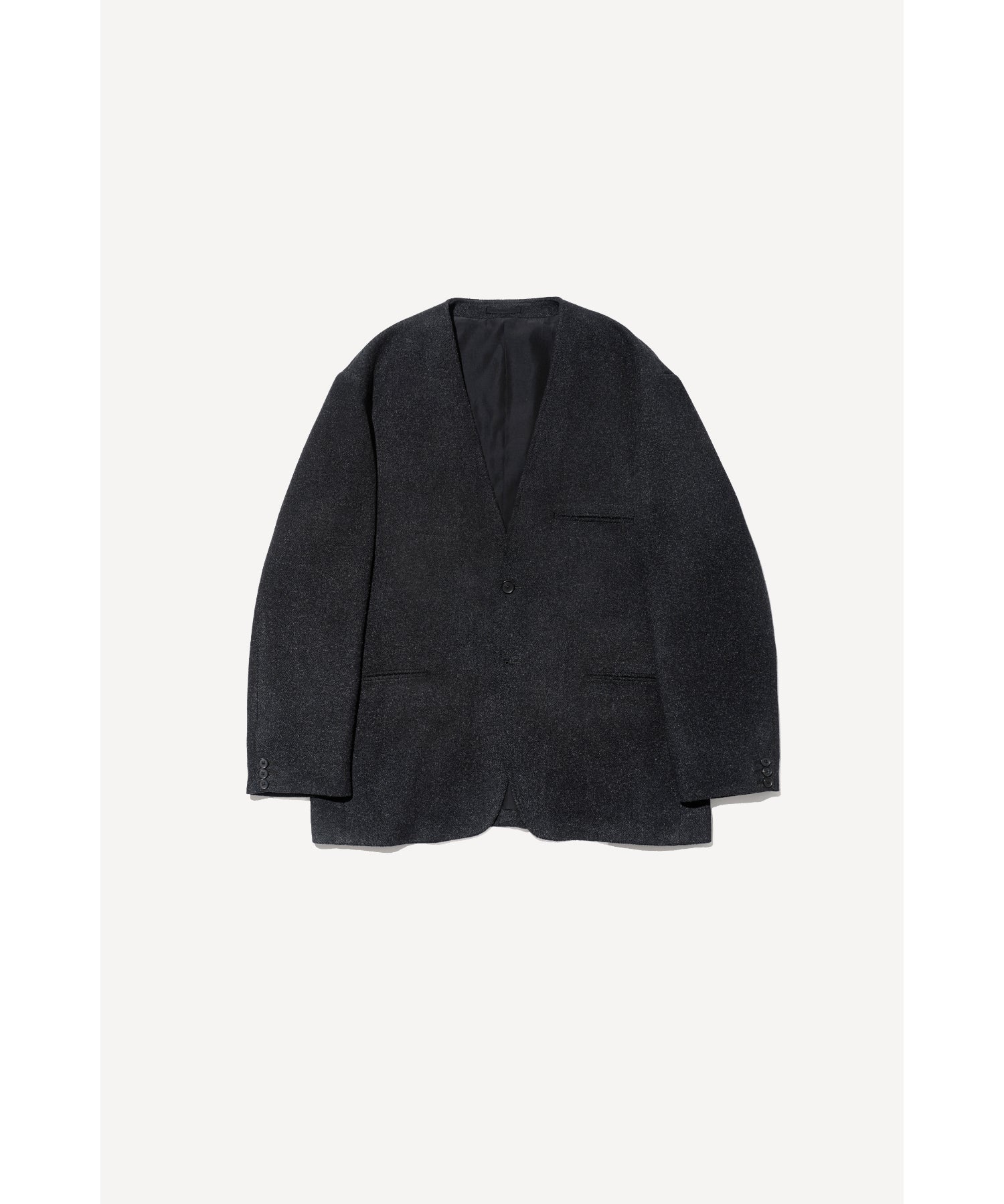 Silk Cashmere Tweed Collarless Jacket