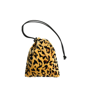 LEOPARD VELOUR DRAWSTRING BAG