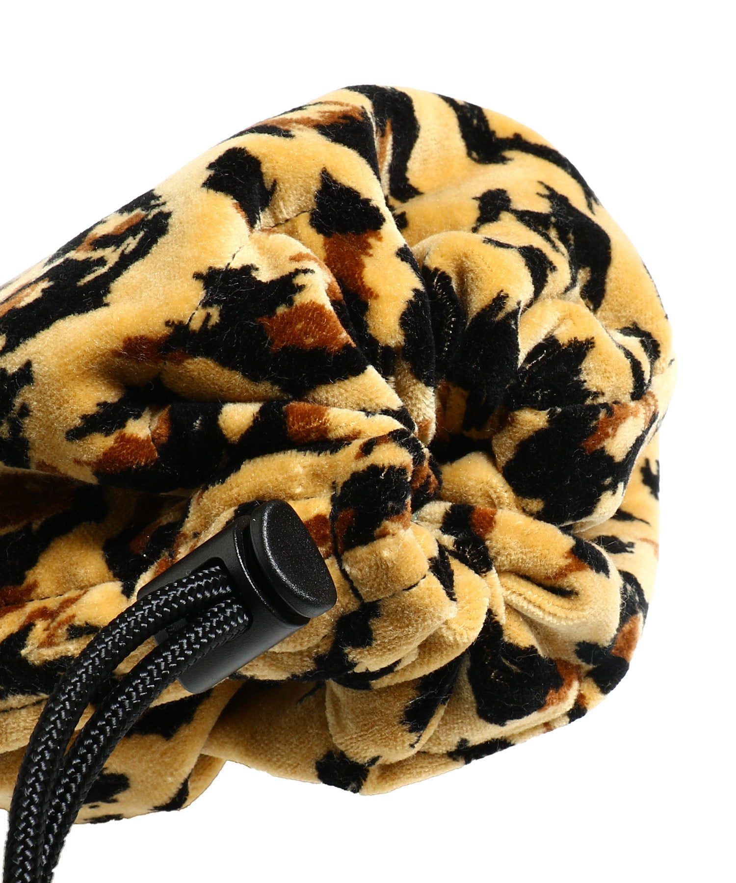LEOPARD VELOUR DRAWSTRING BAG