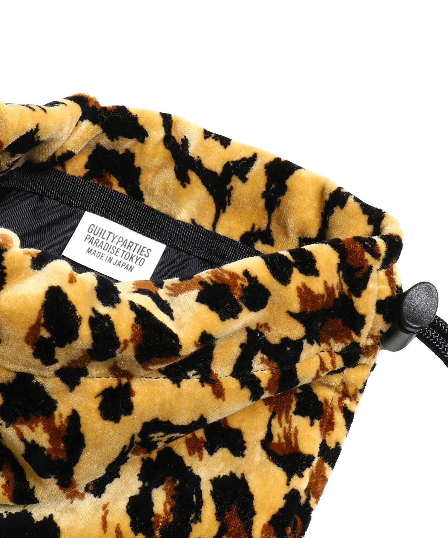 LEOPARD VELOUR DRAWSTRING BAG