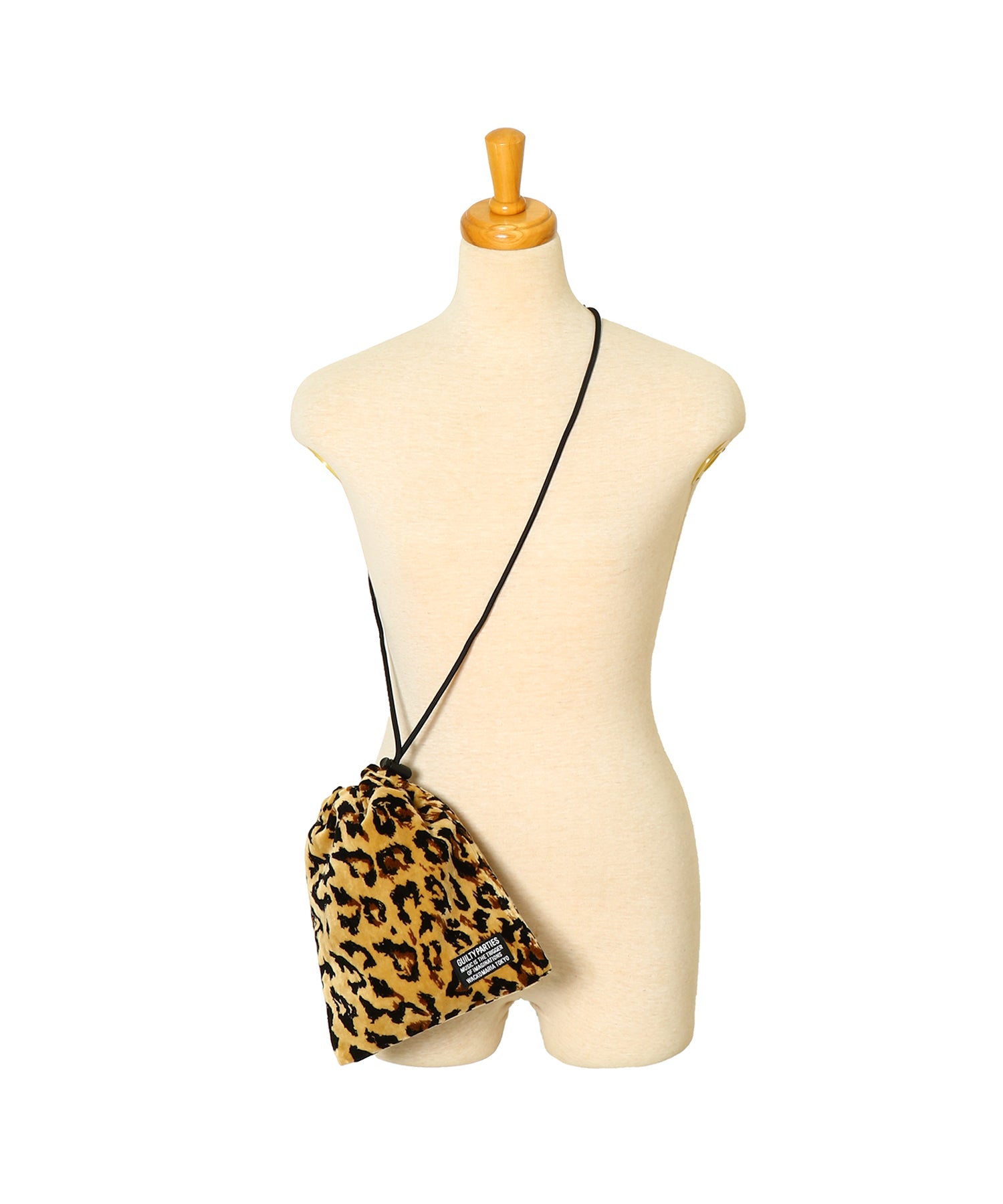 LEOPARD VELOUR DRAWSTRING BAG
