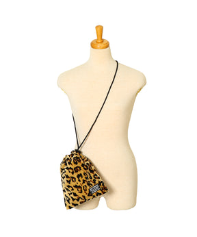 LEOPARD VELOUR DRAWSTRING BAG