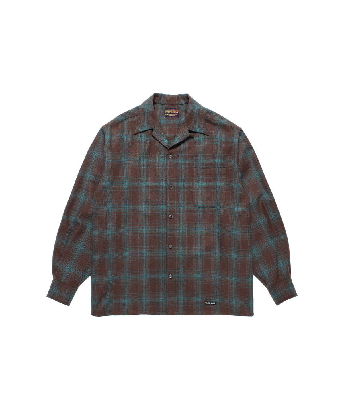 PENDLETON / WOOL OMBRE CHECK OPEN COLLAR SHIRT