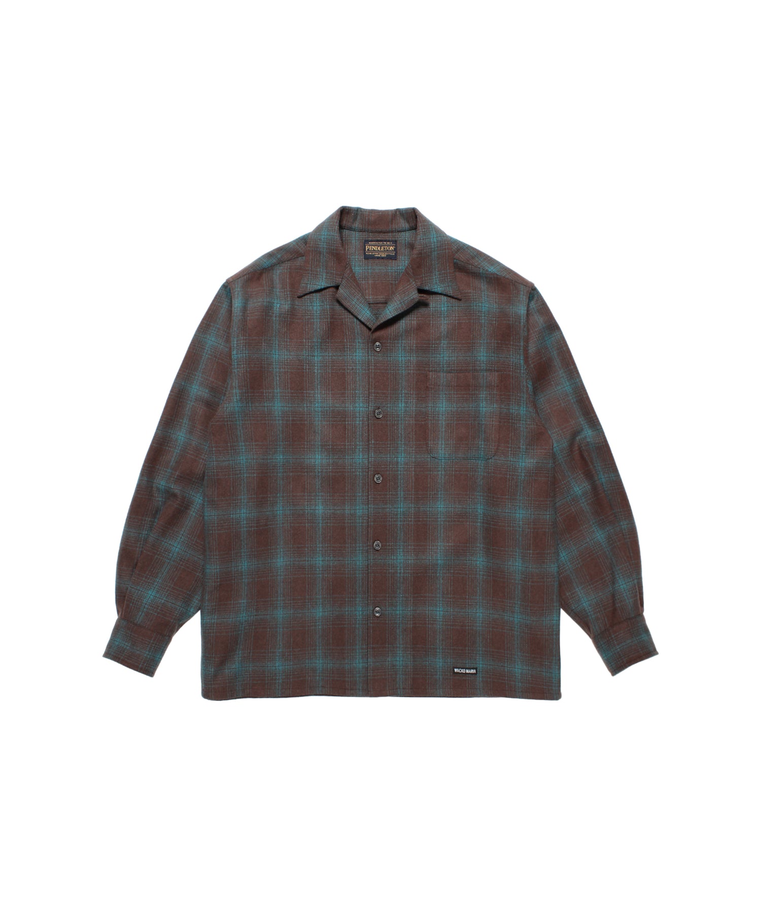 PENDLETON / WOOL OMBRE CHECK OPEN COLLAR SHIRT