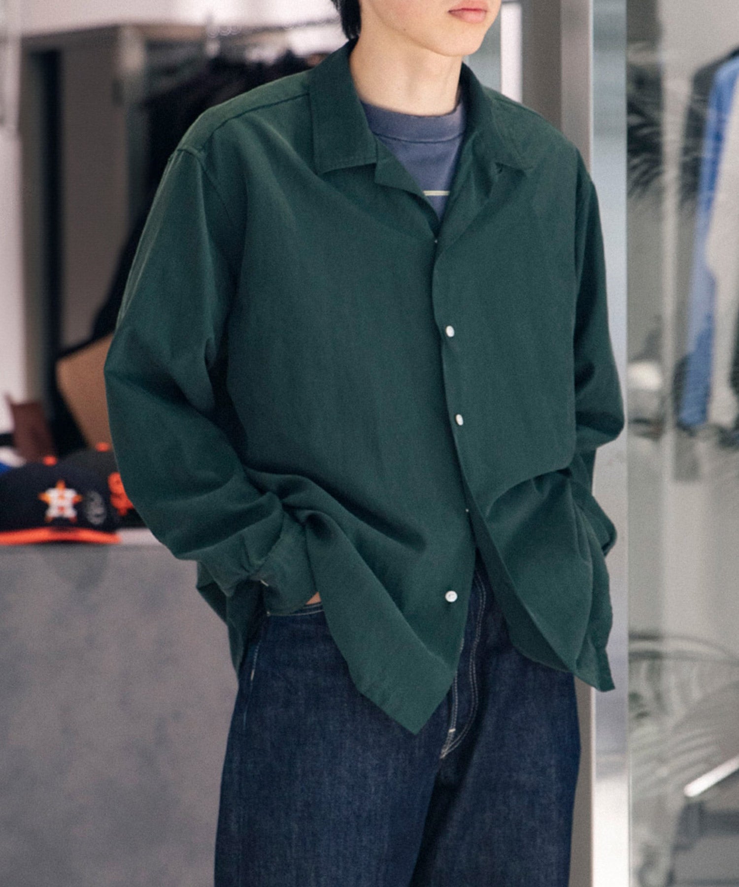 Silk Cotton Open Collar L/S Shirt - A.PRESSE (アプレッセ