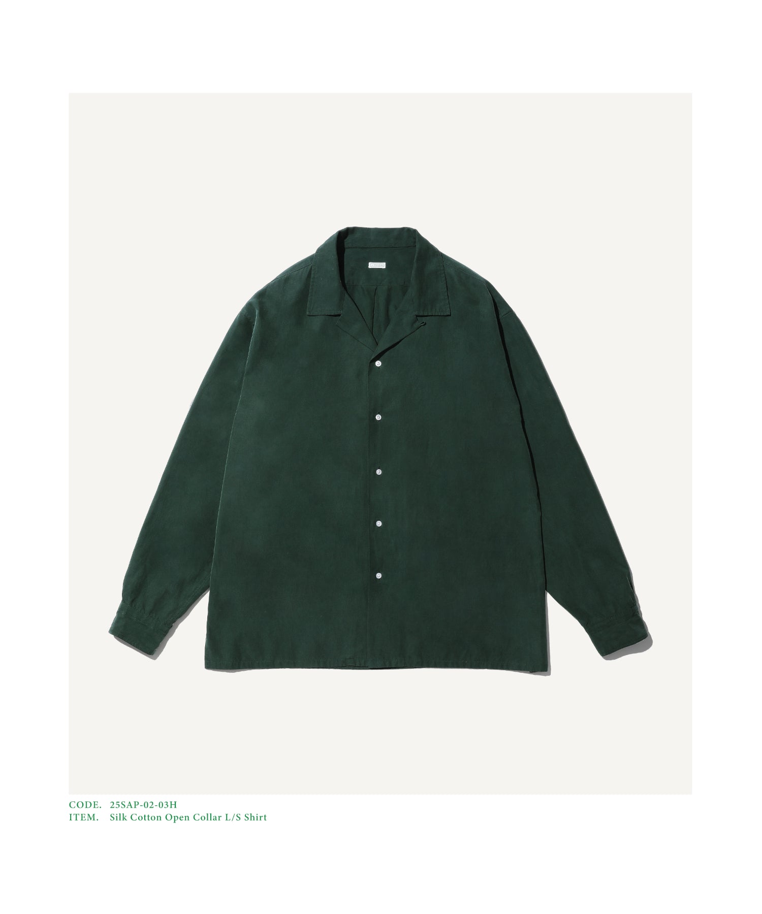 Silk Cotton Open Collar L/S Shirt