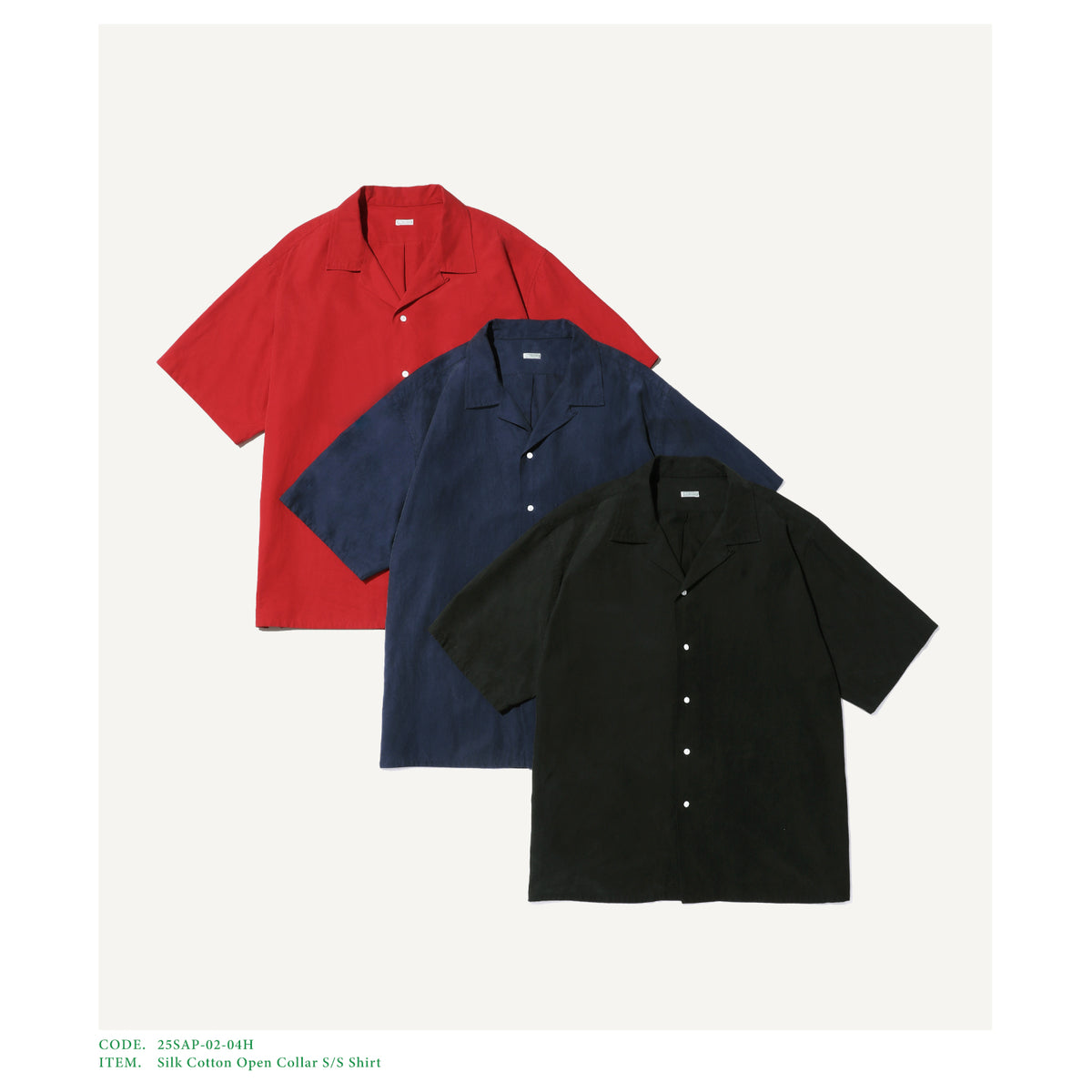 Silk Cotton Open Collar S/S Shirt - A.PRESSE (アプレッセ Silk Cotton Open Collar S/S Shirt - A.PRESSE (アプレッセ
