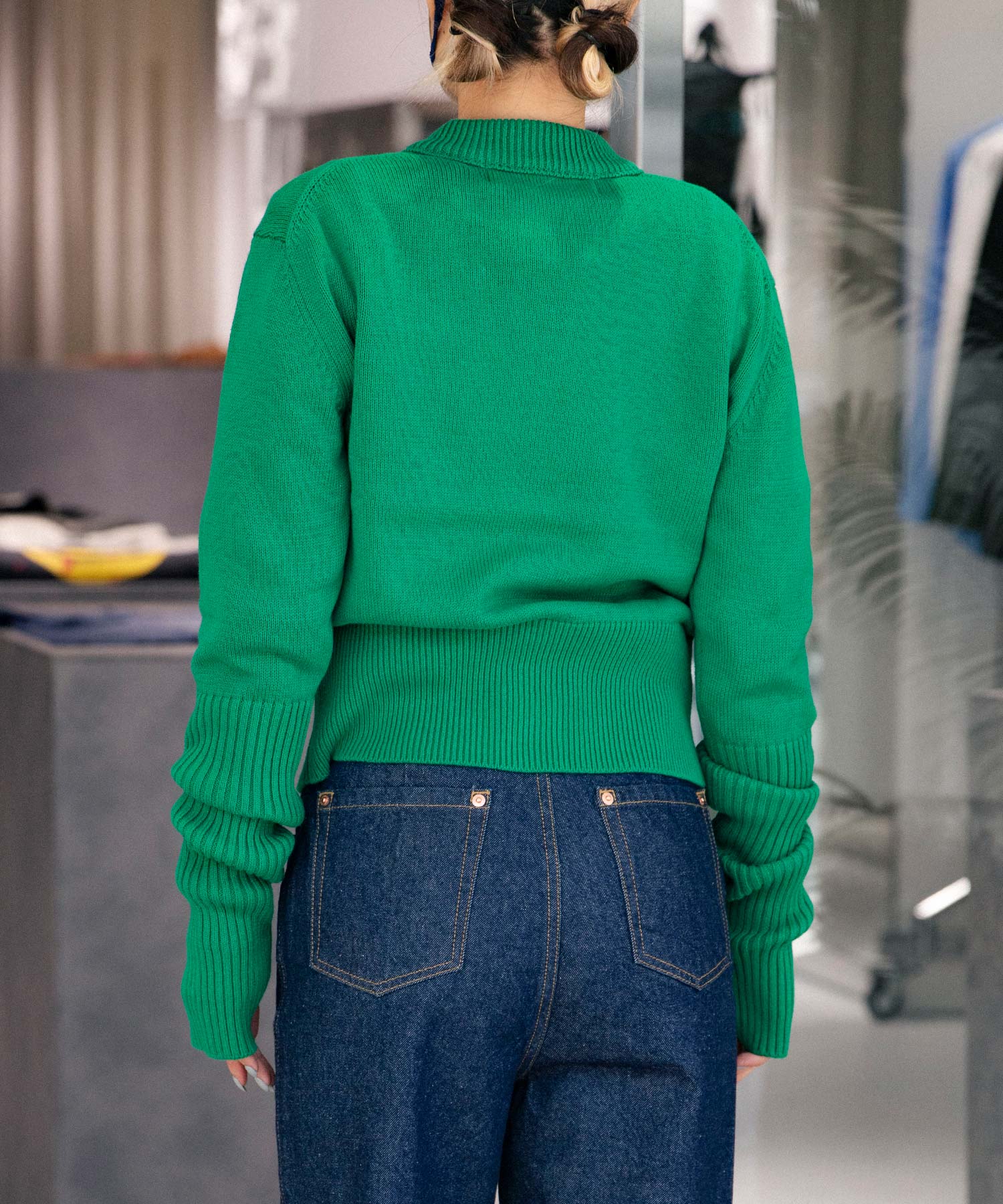 COTTON LONG RIB CARDIGAN