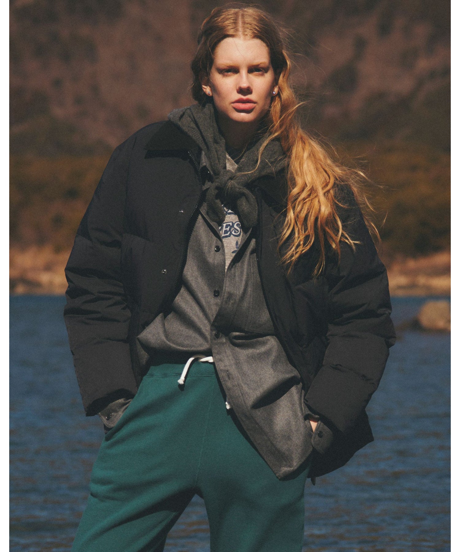 SUEDE COLLAR DOWN JACKET