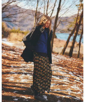 FLOWER BOUQUET PRINTTED SATIN SKIRT