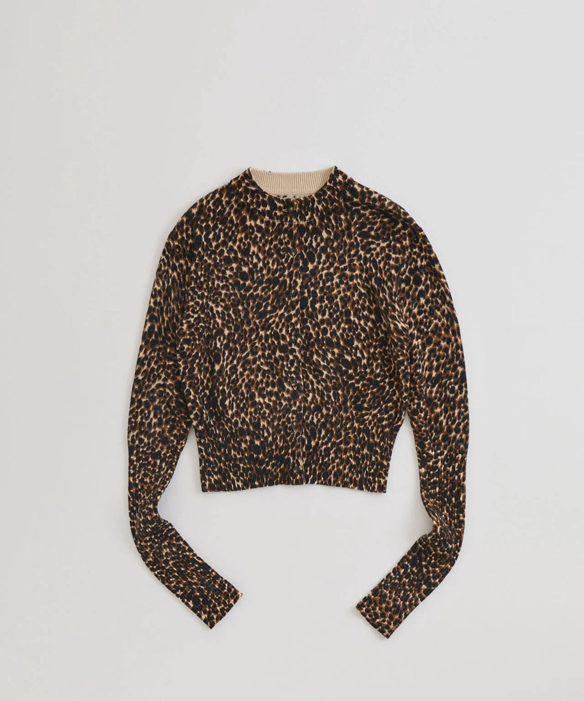 LEOPARD LONG RIB KNIT CARDIGAN