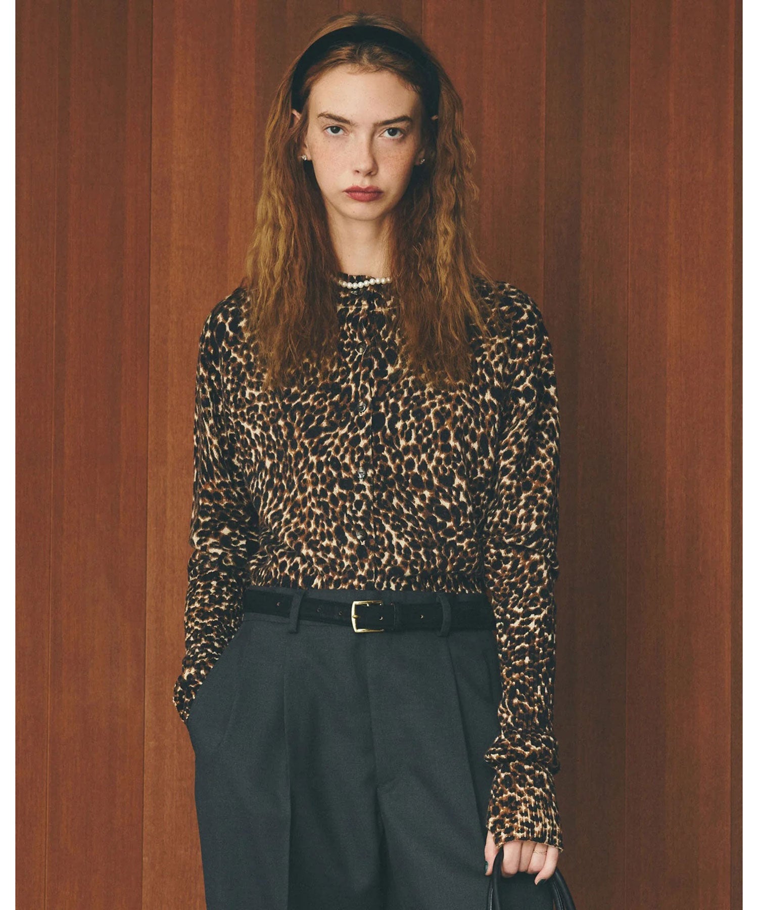 LEOPARD LONG RIB KNIT CARDIGAN