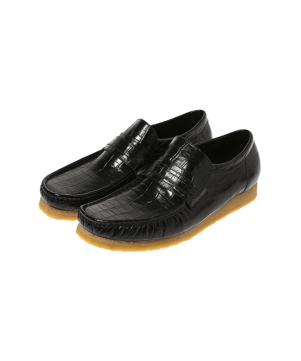 Wallabee Loafer Black Crocodile