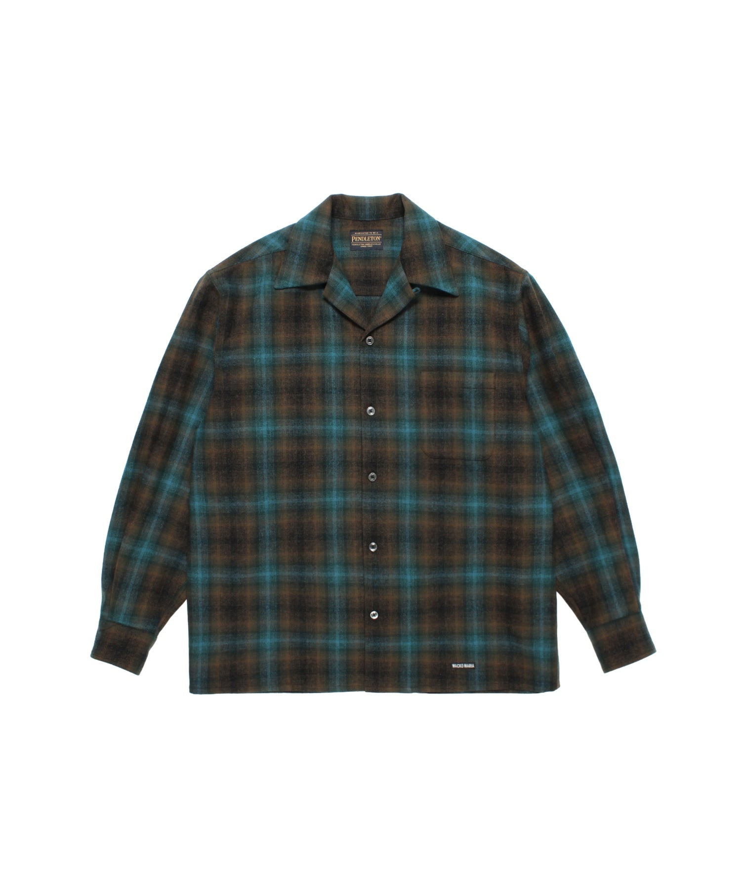 PENDLETON / WOOL OMBRE CHECK OPEN COLLAR SHIRT