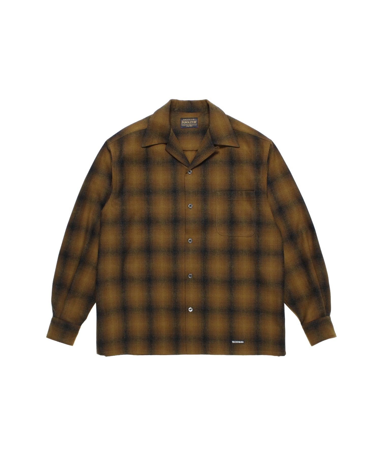 PENDLETON / WOOL OMBRE CHECK OPEN COLLAR SHIRT