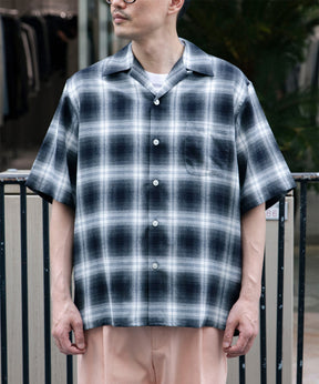 OMBRE CHECK OPEN COLLAR SHIRT