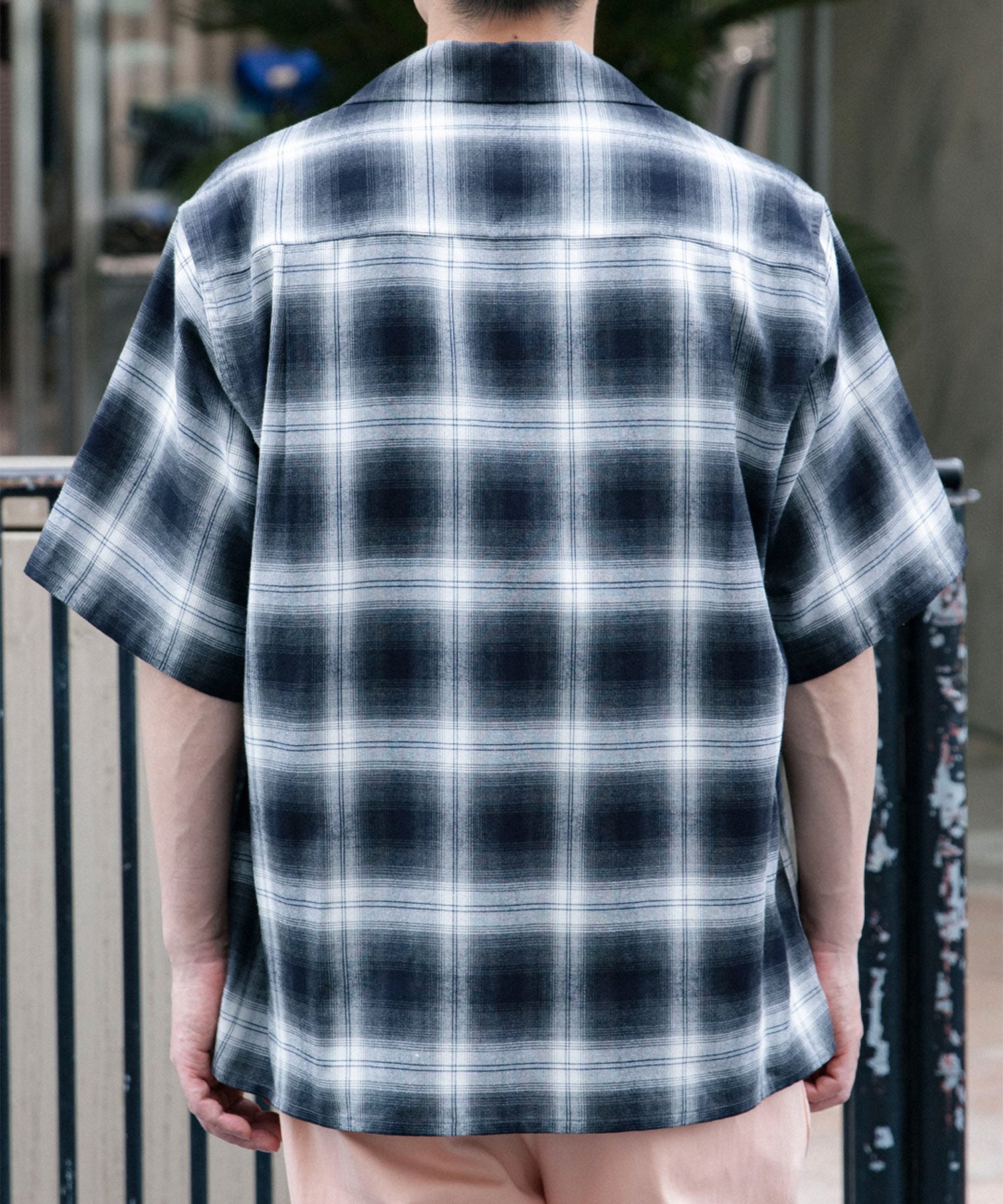 OMBRE CHECK OPEN COLLAR SHIRT