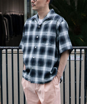 OMBRE CHECK OPEN COLLAR SHIRT
