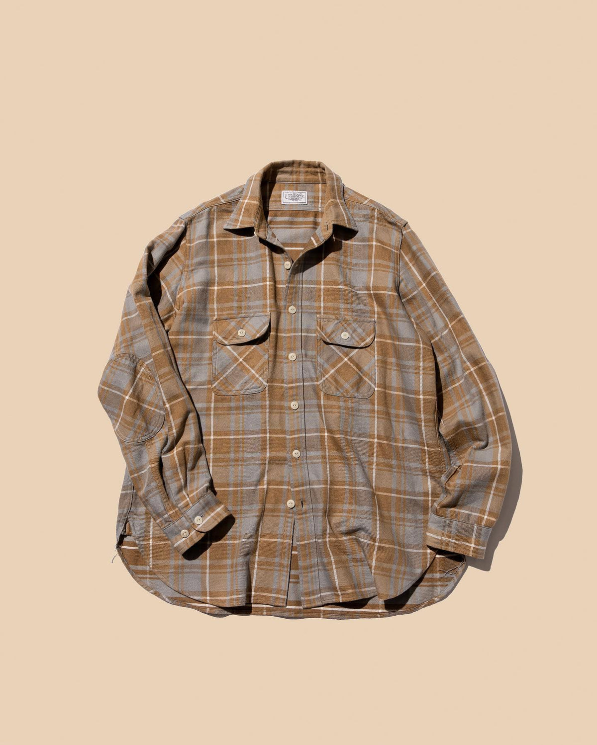 Elbow Patch Flannel Work Shirts Tweed