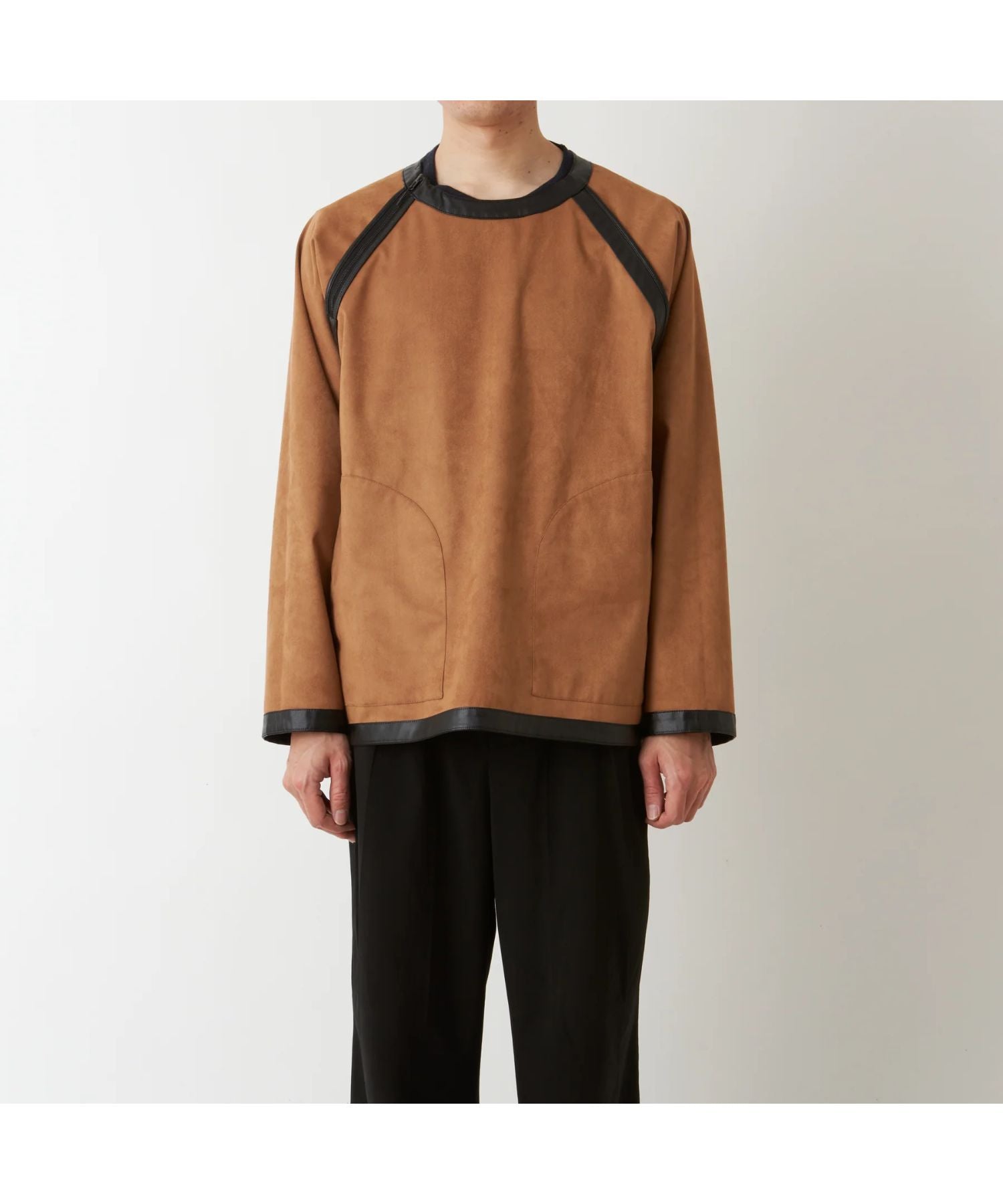 W Face Faux Leather Reversible Pullover