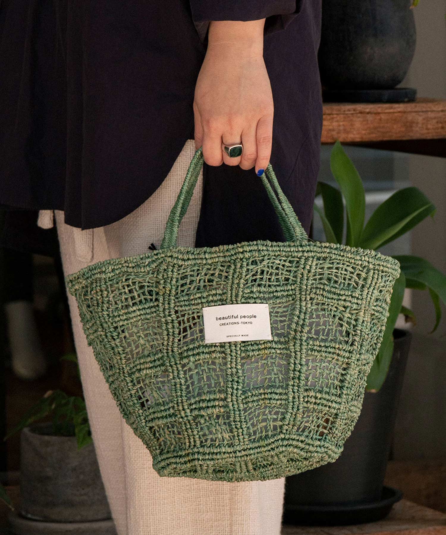 Abaca Knitting Tote Bag S - beautiful people (ビューティフル 