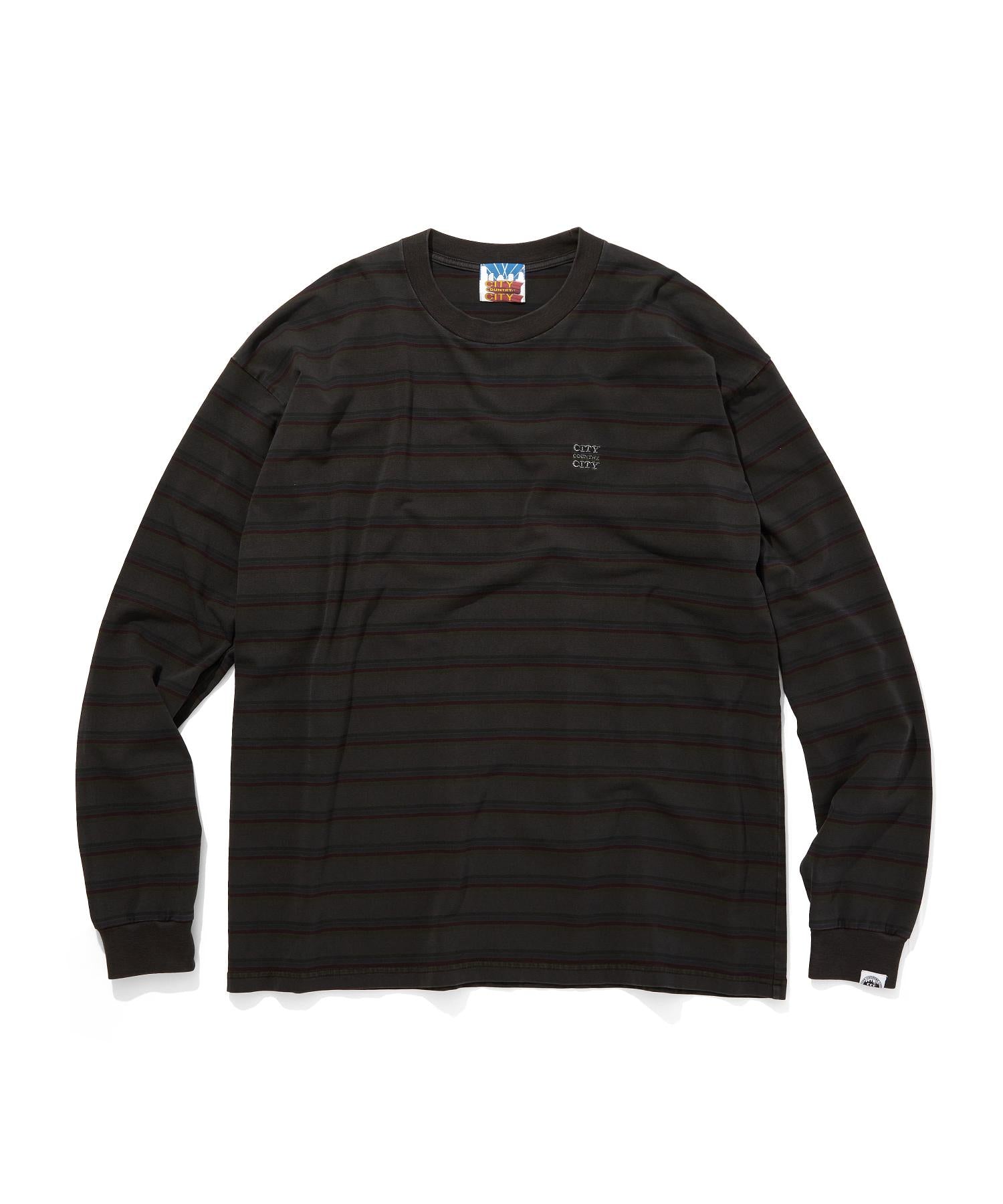 Embroidered Logo Overdye Border L/S T-Shirt