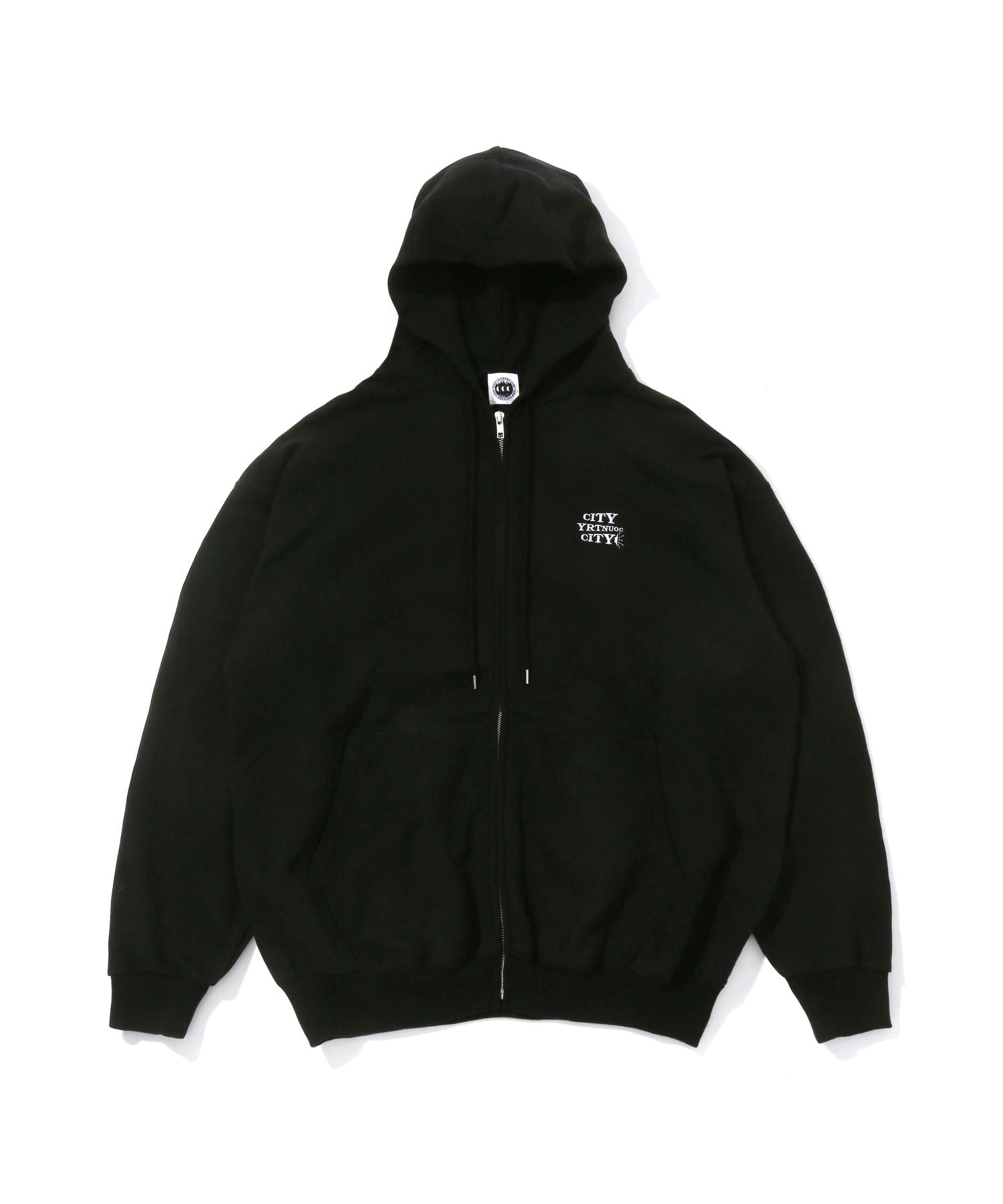 Embroidered Logo Zip Up Cotton Hoodie_Sound - CITY COUNTRY