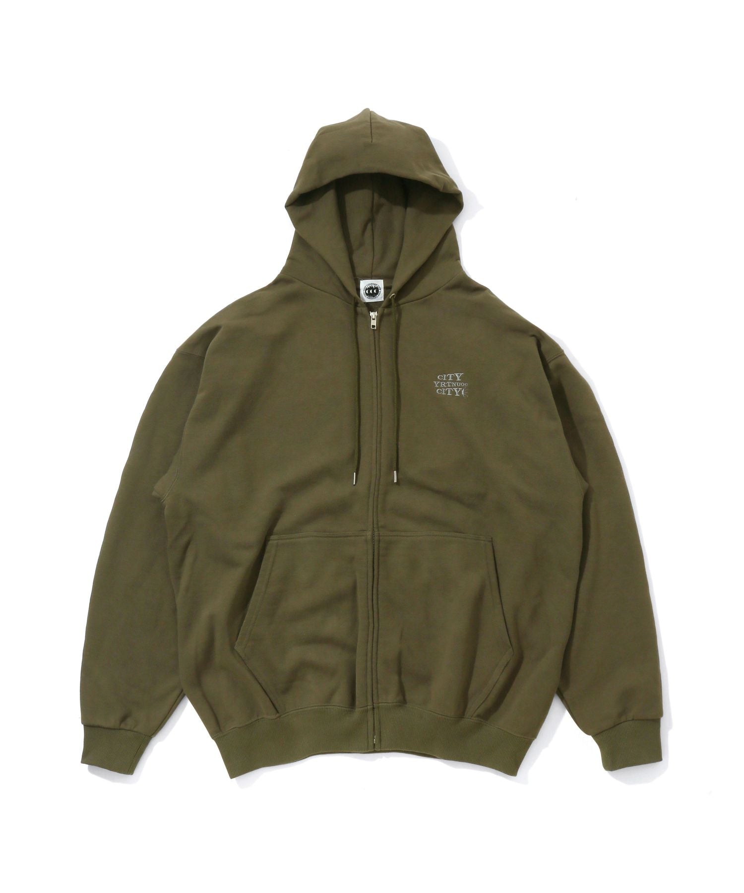 Embroidered Logo Zip Up Cotton Hoodie_Sound - CITY COUNTRY