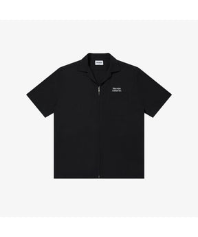 OPEN COLLARED S/S LINEN ZIP SHIRT