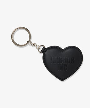 BOLD LOGO LEATHER HEART KEYCHAIN