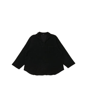 COMOLI パイル スキッパー シャツ , Black – Navyblue