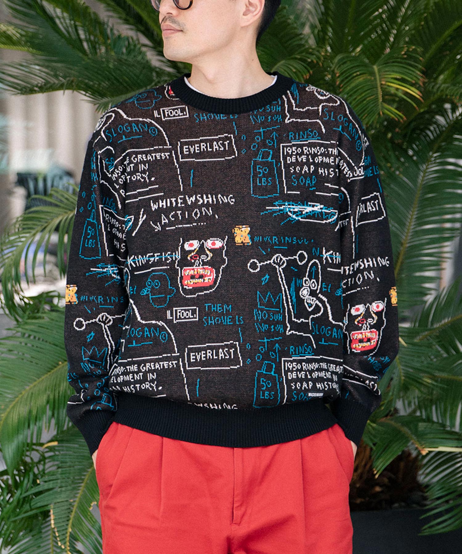 JEAN-MICHEL BASQUIAT / JACQUARD KNIT SWEATER - WACKO MARIA