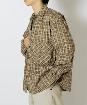TECH SPORTS OPEN COLLAR SHIRT L/S GREN PLAID