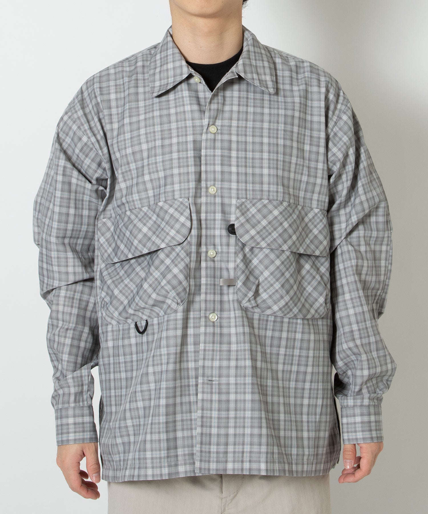 TECH SPORTS OPEN COLLAR SHIRT L/S GREN PLAID