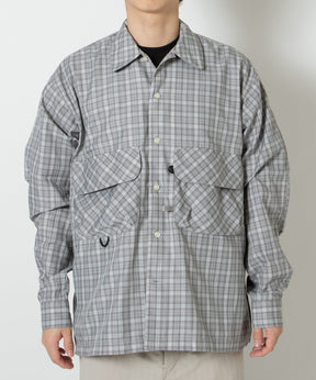 TECH SPORTS OPEN COLLAR SHIRT L/S GREN PLAID
