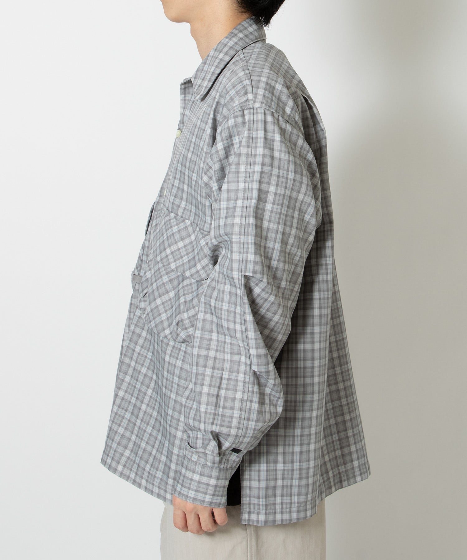 TECH SPORTS OPEN COLLAR SHIRT L/S GREN PLAID - DAIWA PIER39
