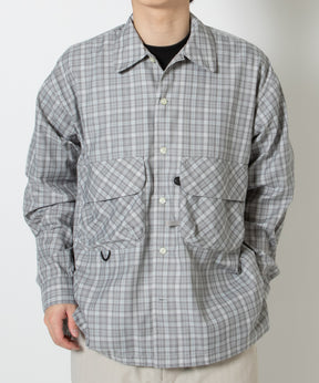 TECH SPORTS OPEN COLLAR SHIRT L/S GREN PLAID