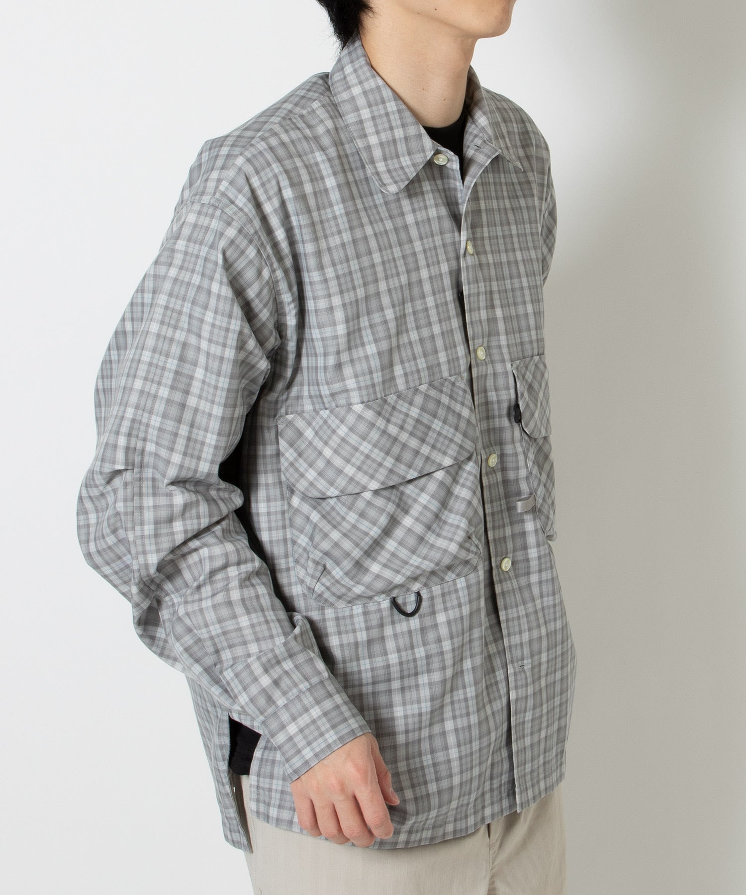 TECH SPORTS OPEN COLLAR SHIRT L/S GREN PLAID - DAIWA PIER39