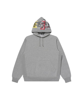 ASSORTED LABELS EMBROIDERED HOODIE HEATHER
