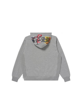 ASSORTED LABELS EMBROIDERED HOODIE HEATHER